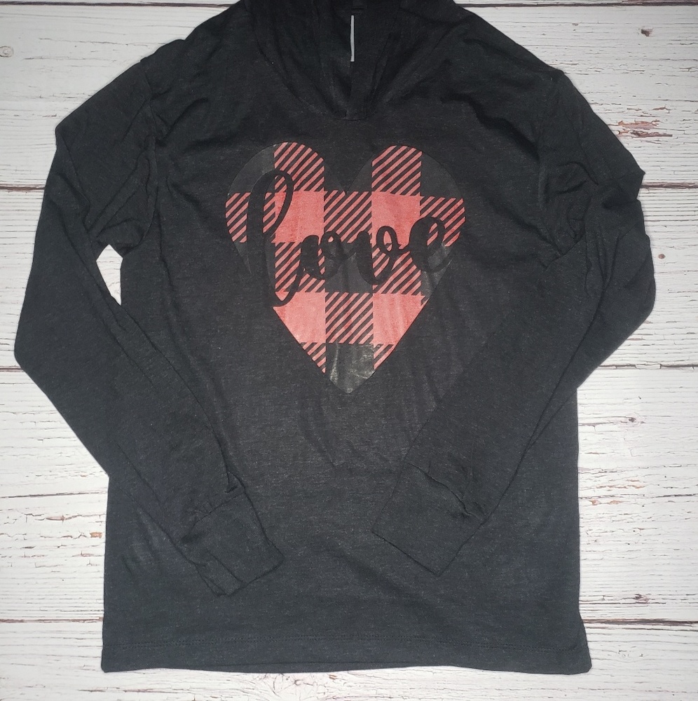 Love Heart Triblend Hoodie Vintage Black